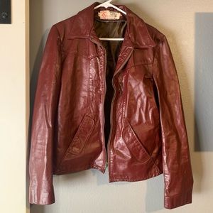 Red/maroon Jean Pierre genuine leather jacket